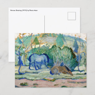 Pferde grasen von Franz Marc, Vintage Fine Art Postkarte