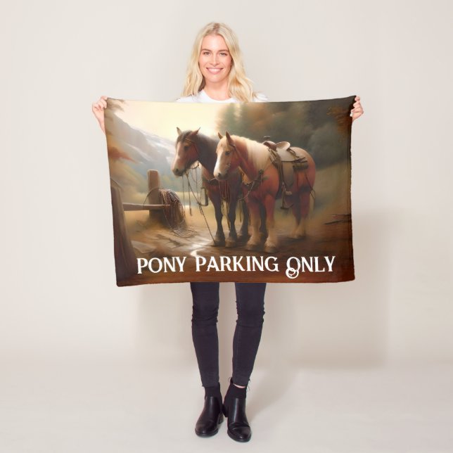 Pferde Hitched "Pony Parking" Fleecedecke (Beispiel)