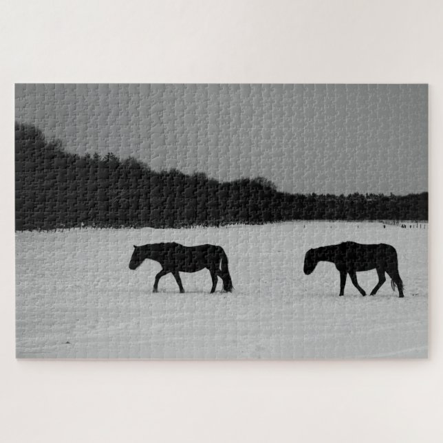 Pferde im Schnee 20x30 1014pc jpcna Puzzle (Horizontal)