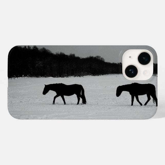 Pferde im Schnee Case-Mate iPhone Hülle (Rückseite (Horizontal))