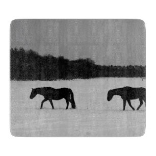 Pferde im Schnee cbcnm Schneidebrett