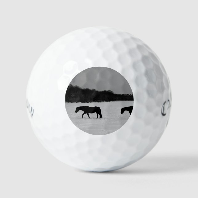 Pferde im Schnee CSS gbcnm Golfball (Vorderseite)
