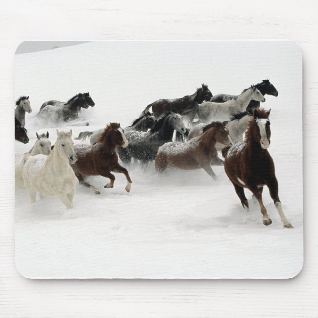 Pferde im Schnee Mousepad (Vorne)