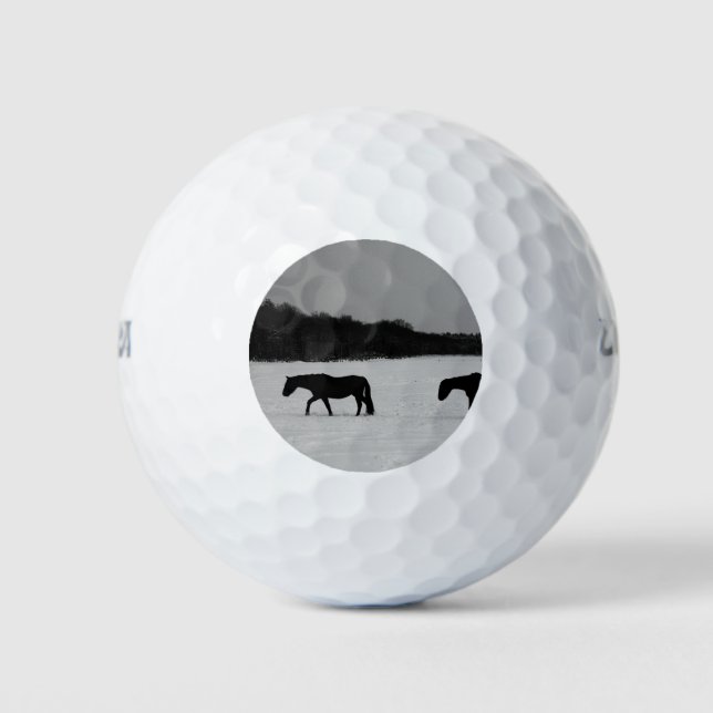 Pferde im Schnee wu gbcnm Golfball (Vorderseite)