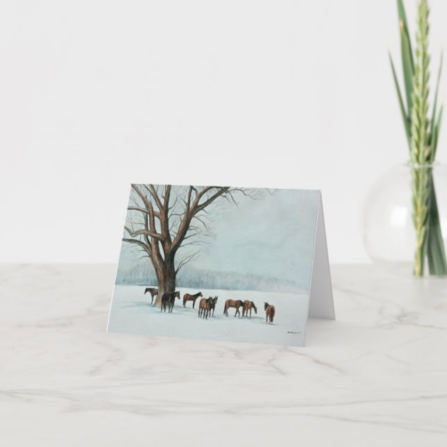 Pferde im Schneesekard Karte (Vorderseite)