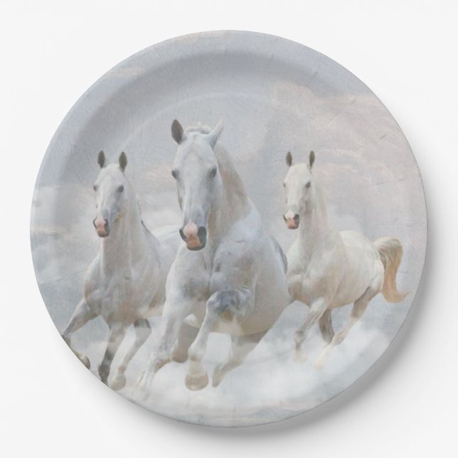 Pferde in den Wolken Pappteller (Vorderseite)
