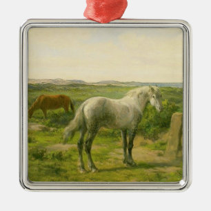Pferde in der Nähe der Meeresküste (von Rosa Bonhe Ornament Aus Metall