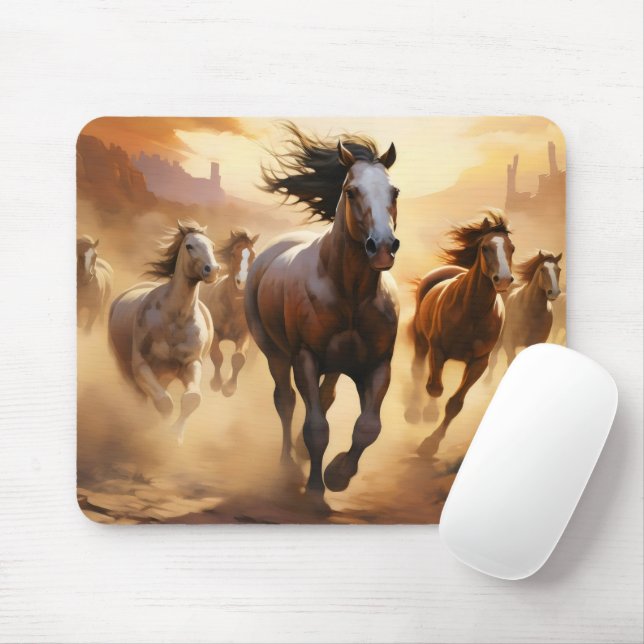 Pferde in der Wüste Mousepad (Mit Mouse)