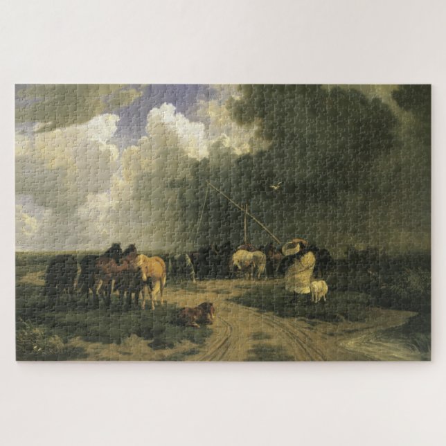 Pferde in einem Regensturm (Pferde) Puzzle (Horizontal)