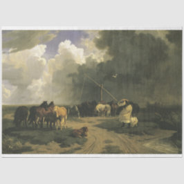Pferde in einem Regensturm (Pferde) Seidenpapier