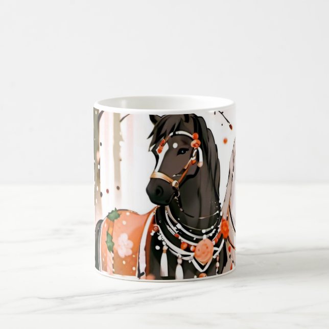 Pferde in einem Roten Wald Kaffeetasse (Mittel)