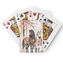 Pferde in einem Roten Wald