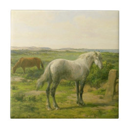 Pferde in Meeresnähe (von Rosa Bonheur) Fliese