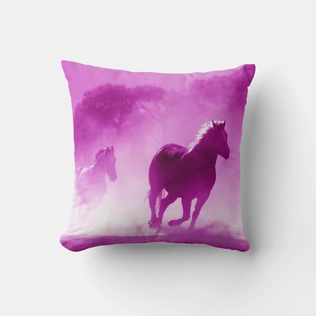 Pferde in Rosa Kissen (Vorderseite)