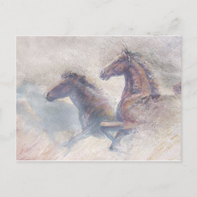 Pferde in Stampede Postkarte (Vorderseite)