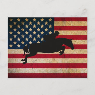 Pferde Jumper USA Flag Post Card Postkarte