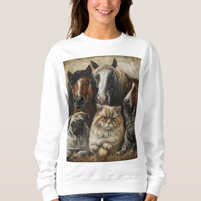Pferde, Katzen und Hunde  Sweatshirt (Vorderseite)