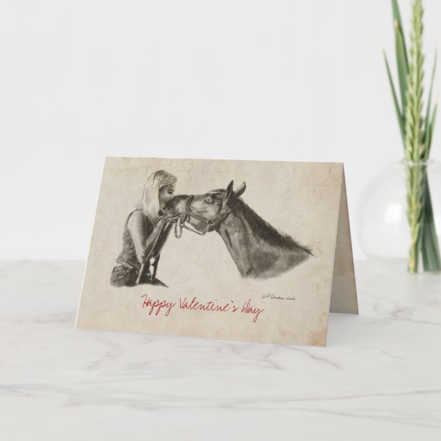 Pferde Kisses Valentinstag Feiertagskarte (Vorderseite)