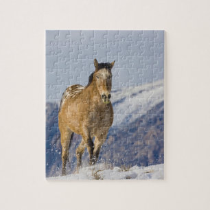 Pferde laufen im Schnee Puzzle