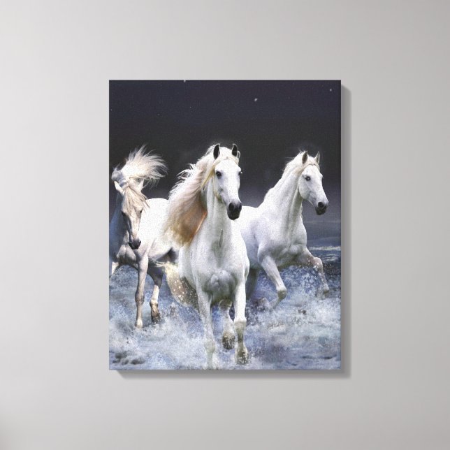 Pferde laufen Kissen Leinwanddruck (Vorderseite)