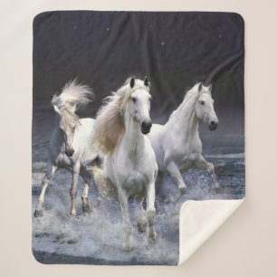 Pferde laufen Kissen Sherpadecke