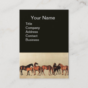 PFERDE / MARS UND FOHLEN Schwarz Visitenkarte