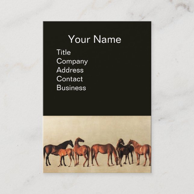 PFERDE / MARS UND FOHLEN Schwarz Visitenkarte (Vorderseite)