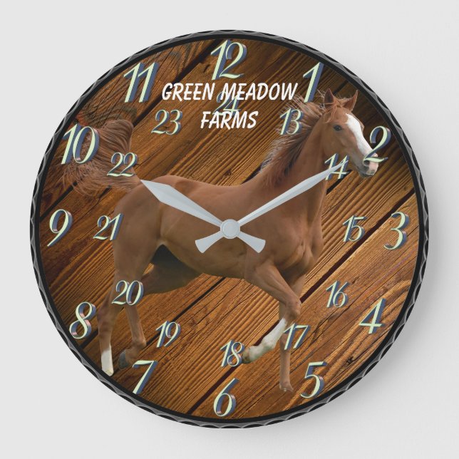 PFERDE MIT 24-STUNDEN-WÄHLUNG GROßE WANDUHR (Vorderseite)
