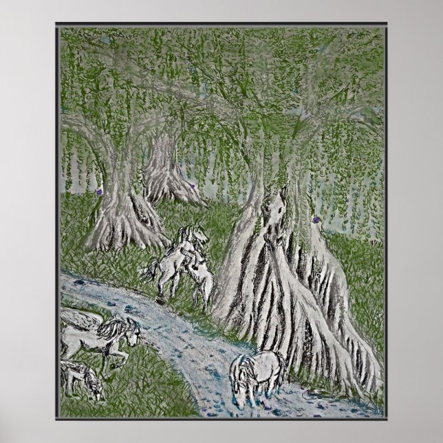 Pferde-Mythos Farbdruck, Poster (Vorne)