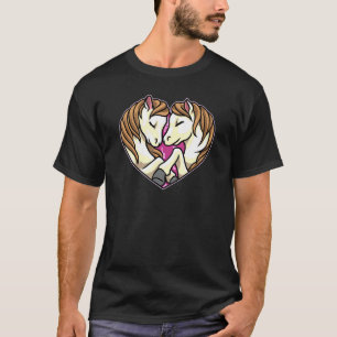 Pferde Paare Herzform Liebe Tiere Pferd T-Shirt