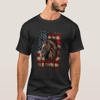 Pferde Patriotic Reittier 4. Juli USA Amerika T-Shirt