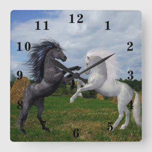 Pferde Quadratische Wanduhr