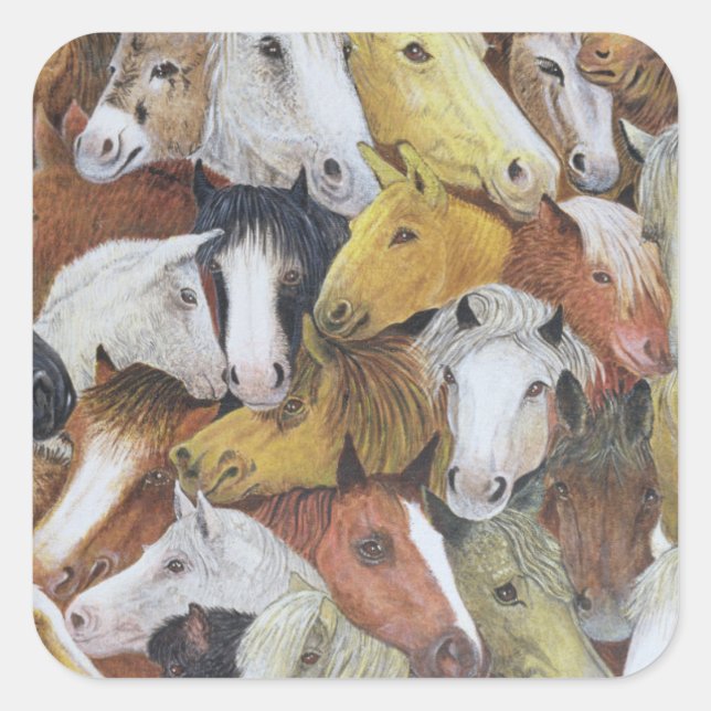 Pferde Quadratischer Aufkleber (Vorderseite)