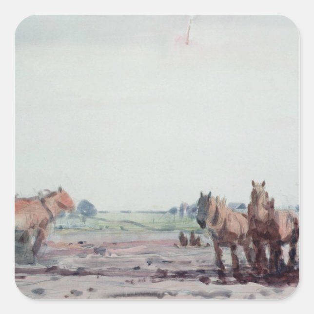 Pferde Quadratischer Aufkleber (Vorderseite)