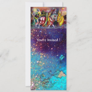 PFERDE REITER, MUSIK IN DER NACHT, Gold Blaue Gpar Einladung