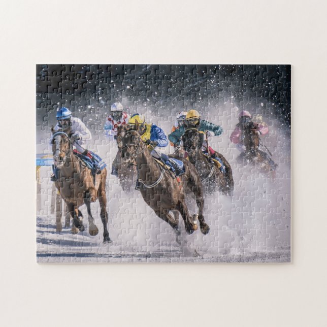 Pferde Rennen im Snow-Jigsaw-Puzzle Puzzle (Horizontal)