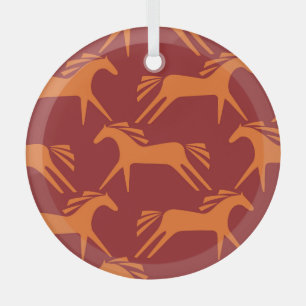 Pferde: Rote nahtlose Reitkunst-Schönheit. Ornament Aus Glas