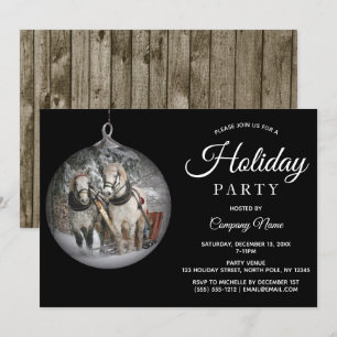 Pferde & Rustic Wood Corporate Holiday Party Einladung