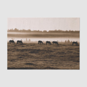 Pferde Rustikale Vintage-Sepia-Textur-Decoupage Seidenpapier