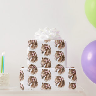 Pferde Schöne Rosa Schleifen Geburtstag Geschenkpapier