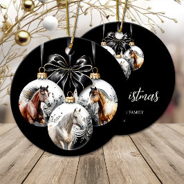 Pferde schwarz und Gold Weihnachten Keramik Ornament