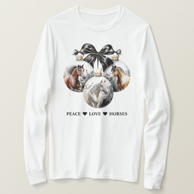 Pferde schwarz und golden Weihnachtskalender T-Shirt (Design vorne)