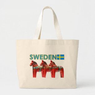 Pferde Schwedens Dala Jumbo Stoffbeutel