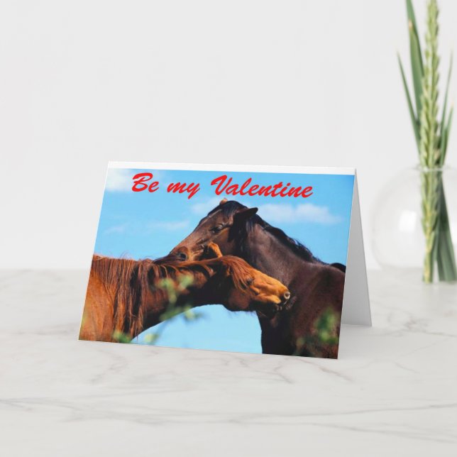 Pferde...Sei mein Valentin. Feiertagskarte (Vorderseite)