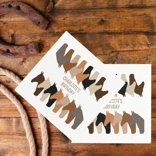 Pferde Silhouetten Personalisiert Geburtstag Serviette (Von Creator hochgeladen)