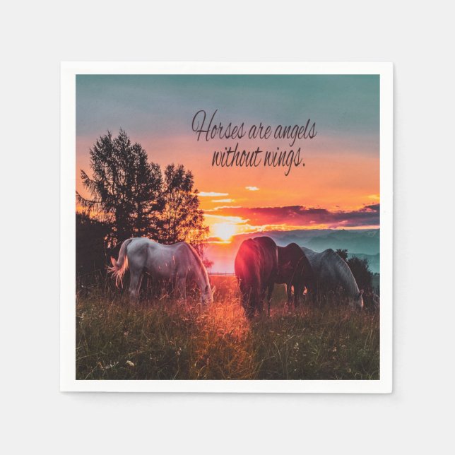 Pferde sind Engel ohne Flügel Serviette (Vorderseite)