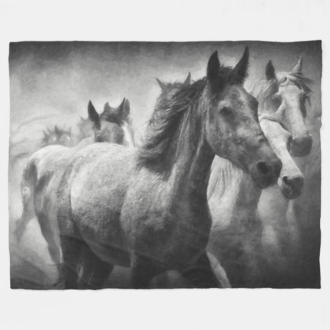 Pferde Stampede Fleece Blanket (Vorderseite (Horizontal))
