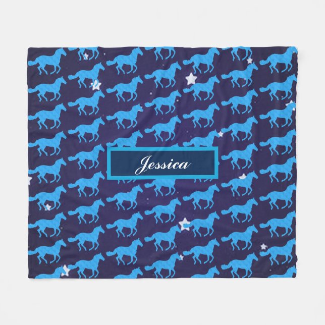 Pferde Starry Night Fleece Blanket (Vorderseite (Horizontal))