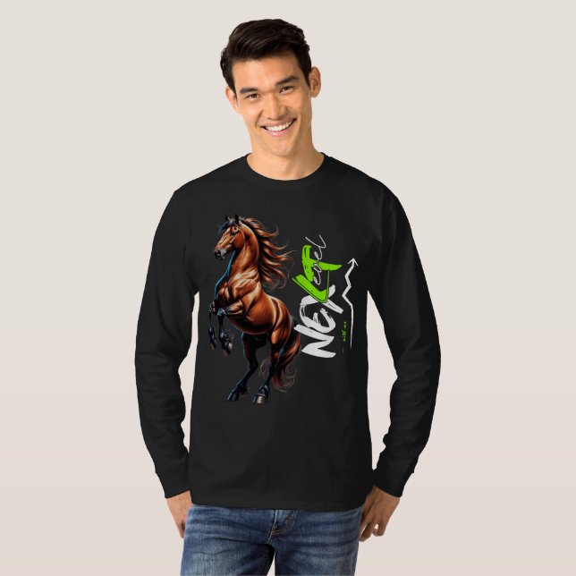 Pferde T - Shirt Tiere Illustration Pferde engl (Vorne ganz)