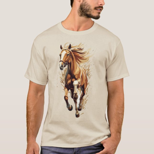 Pferde T - Shirt Tiere Illustration Pferde engl (Vorderseite)